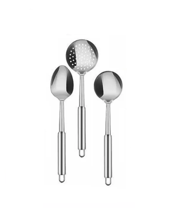 Kit Utensílios Aço Inox - Concha / Colher / Escumadeira - Imagem 3