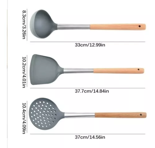 Jogo 11 Utensílios em Silicone, Inox e Madeira - Imagem 4