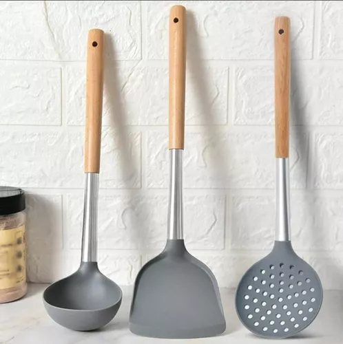 Jogo 11 Utensílios em Silicone, Inox e Madeira - Imagem 3