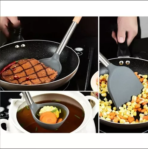 Jogo 11 Utensílios em Silicone, Inox e Madeira - Imagem 2